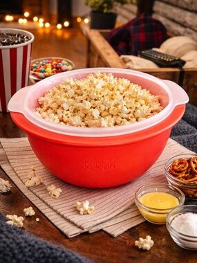 Joseph Joseph Microwave Popcorn Maker Collapsible Bowl Red Kitchen Gadget